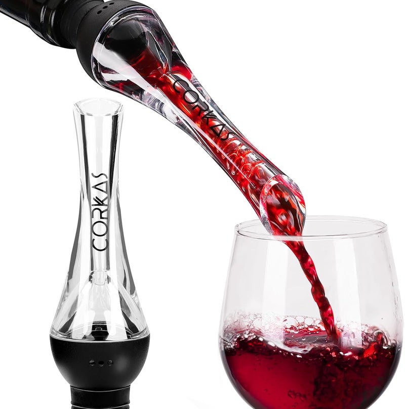 CORKAS Wine Aerator Professional Quality Wine Aerator Pourer, 2-in-1 Wine Pourer Aerator and Decanter Spout for Aerating Wine Instantly, Wine Accessories Gift for Wine Lovers, No-Drip or Spill - Image 1